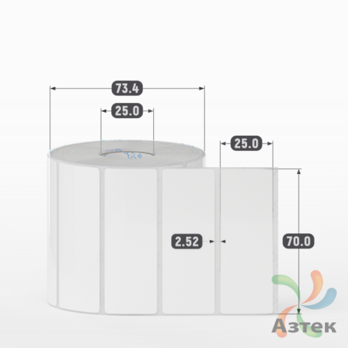 Этикетка самоклеящаяся 70х25 (рядов 1 по 1 000 шт) Полипропилен белый в рулоне, втулка 25 мм (к) IQ code 	