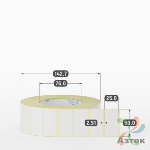 Термотрансферная этикетка 50х25 (рядов 1 по 3 000 шт) Полуглянец в рулоне, втулка 76 мм (к) IQ code