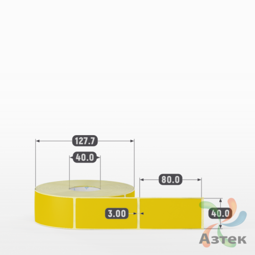 Этикетка 40х80 цветная (рядов 1 по 1000 шт) полуглянцевая, втулка 40 мм (к) цвет -  Pantone Yellow C 