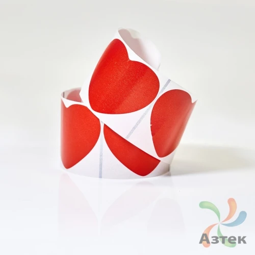 Этикетка 48х60 цветная Полипропилен (рядов 1 по 500 шт), втулка 40 мм (к) цвет -  Pantone 185 C + Черная метка 