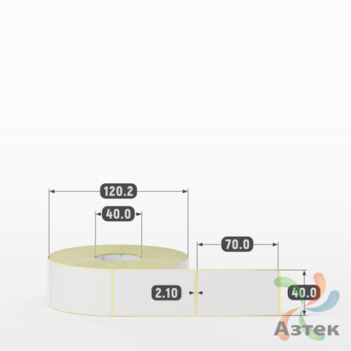 Термотрансферная этикетка 40х70 (рядов 1 по 1 000 шт) Полуглянец в рулоне, втулка 40 мм (к) IQ code