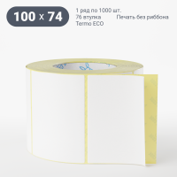 Термоэтикетка ЭКО 100х74 (рядов 1 по 1 000 шт)  в рулоне, втулка 76 мм (к) IQ code