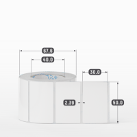 Этикетка самоклеящаяся 50х30 (рядов 1 по 500 шт) Полипропилен белый в рулоне, втулка 40 мм (к) IQ code