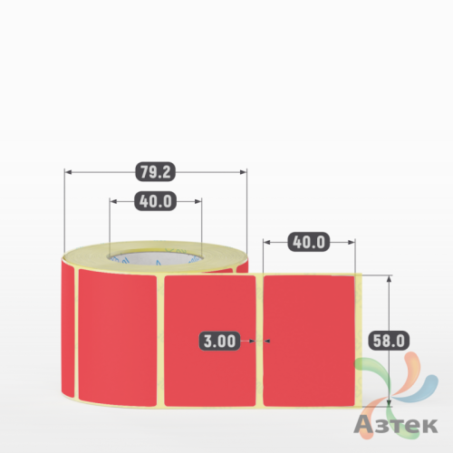 Термоэтикетка 58х40 Termo ECO цветная (рядов 1 по 600 шт), втулка 40 мм (к) цвет - КрасныйPantone Red 032 U, 