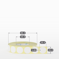 Термоэтикетка ЭКО круглая 20 мм (рядов 1 по 1 500 шт) в рулоне, втулка 40 мм (к) IQ code