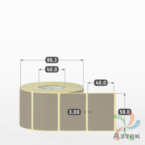 Термоэтикетка 58х40 Termo ECO цветная (рядов 1 по 1000 шт), втулка 40 мм (к) цвет - Pantone 402 U, 
