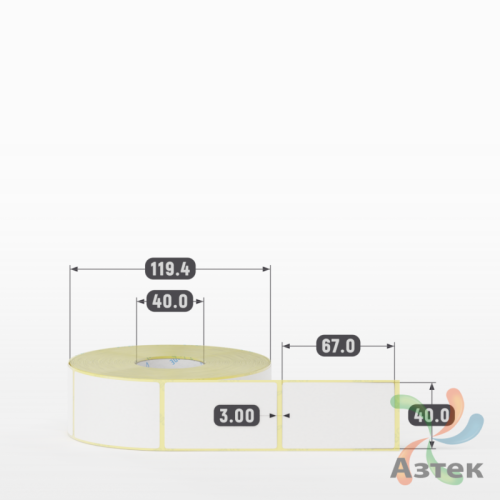 Термоэтикетка ЭКО 40х67 (рядов 1 по 1 000 шт)  в рулоне, втулка 40 мм (к) IQ code