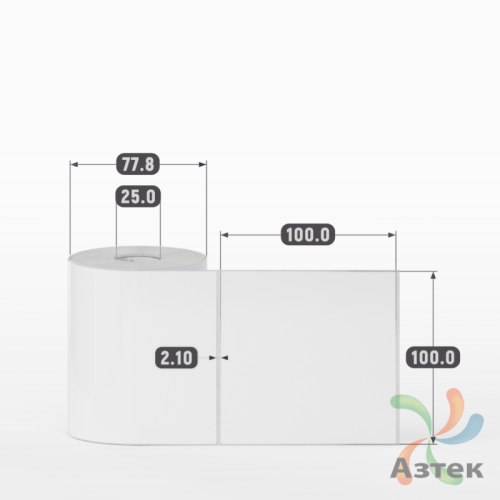 Этикетка самоклеящаяся 100х100 (рядов 1 по 300 шт) Полипропилен белый в рулоне, втулка 25 мм (к) IQ code 	