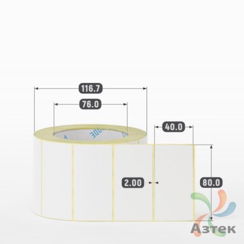 Термоэтикетка ЭКО 80х40 (рядов 1 по 1 000 шт)  в рулоне, втулка 76 мм (к) IQ code