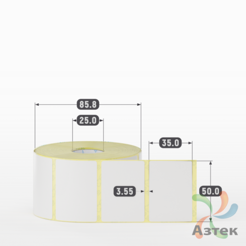Термотрансферная этикетка 50х35 (рядов 1 по 1 000 шт) Полуглянец в рулоне, втулка 25 мм (к) IQ code