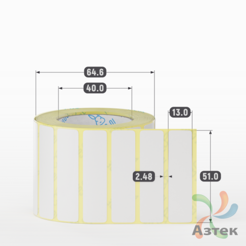 Термотрансферная этикетка 51х13 (рядов 1 по 1 000 шт) Полуглянец в рулоне, втулка 40 мм (к) IQ code
