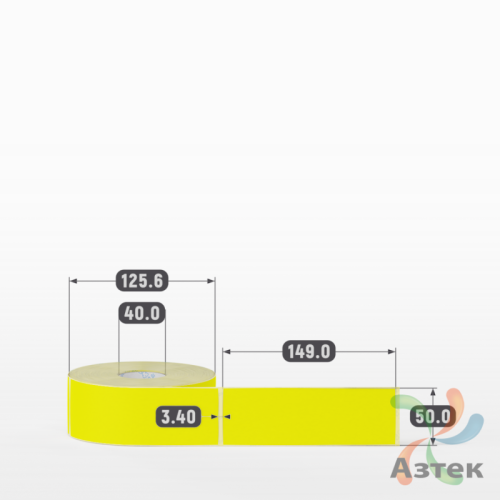 Термоэтикетка 50х149 Termo TOP цветная (рядов 1 по 500 шт), втулка 40 мм (к) цвет - Желтый Pantone 102 U