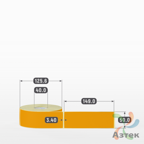 Термоэтикетка 50х149 Termo TOP цветная (рядов 1 по 500 шт), втулка 40 мм (к) цвет - Оранжевый 