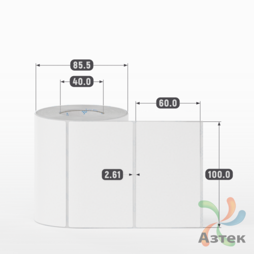 Этикетка самоклеящаяся 100х60 (рядов 1 по 500 шт) Transfer Vellum в рулоне, втулка 40 мм (к) IQ code 