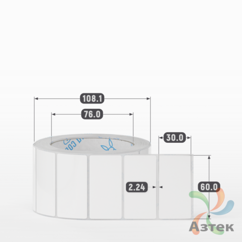 Этикетка самоклеящаяся 60х30 (рядов 1 по 1 000 шт) Полипропилен белый TS8000 в рулоне, втулка 76 мм (к) IQ code 	