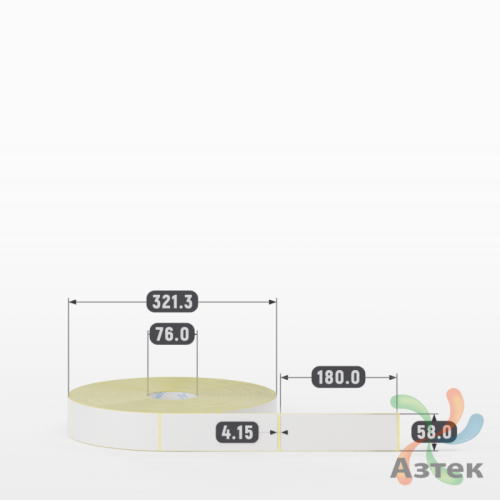 Термотрансферная этикетка 58х180 (рядов 1 по 3 000 шт) Полуглянец в рулоне, втулка 76 мм (к) IQ code