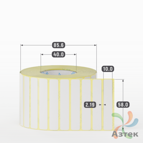 Термотрансферная этикетка 58х10 (рядов 1 по 3 000 шт) Полуглянец в рулоне, втулка 40 мм (к) IQ code