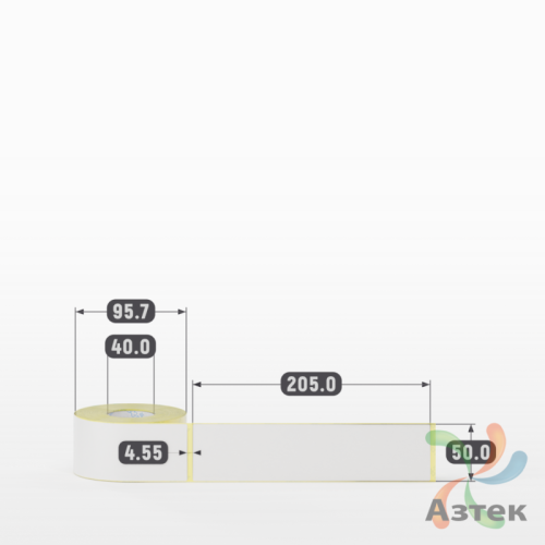 Термотрансферная этикетка 50х205 (рядов 1 по 200 шт) Полуглянец в рулоне, втулка 40 мм (к) IQ code