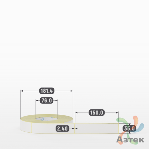 Термотрансферная этикетка 35х150 (рядов 1 по 1 000 шт) Полуглянец в рулоне, втулка 76 мм (к) IQ code