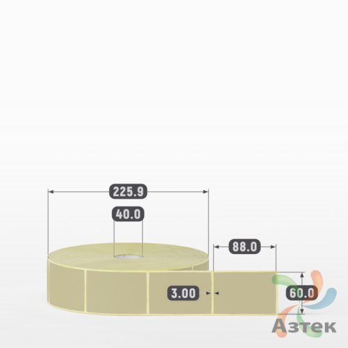 Термоэтикетка 60х88 Termo ECO цветная (рядов 1 по 3000 шт), втулка 40 мм (к) цвет - Pantone 5865 U, 