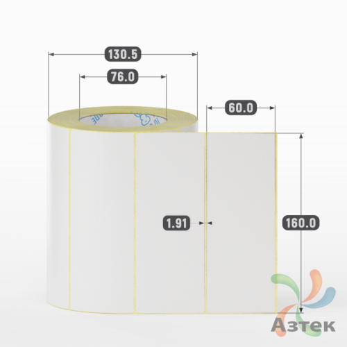 Термотрансферная этикетка 160х60 (рядов 1 по 1 000 шт) Полуглянец в рулоне, втулка 76 мм (к) IQ code