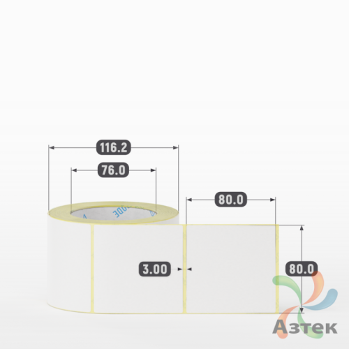 Термоэтикетка ЭКО 80х80 (рядов 1 по 500 шт)  в рулоне, втулка 76 мм (к) IQ code