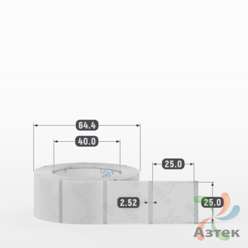 Этикетка самоклеящаяся с печатью 25х25 (рядов 1 по 500 шт) Прозрачный полипропилен в рулоне, втулка 40 мм (к) IQ code + Черная метка