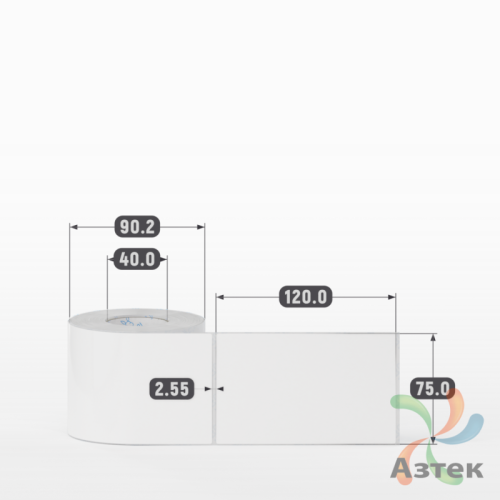 Этикетка самоклеящаяся 75х120 (рядов 1 по 300 шт) Полипропилен белый в рулоне, втулка 40 мм (к) IQ code 	
