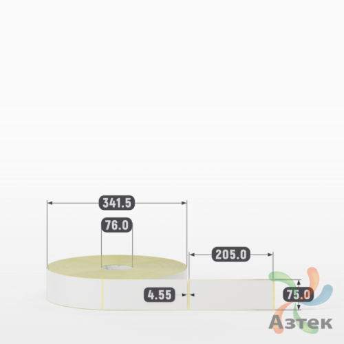 Термотрансферная этикетка 75х205 (рядов 1 по 3 000 шт) Полуглянец в рулоне, втулка 76 мм (к) IQ code