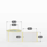 Термотрансферная этикетка 50х70 (рядов 1 по 300 шт) Полуглянец в рулоне, втулка 40 мм (к) IQ code