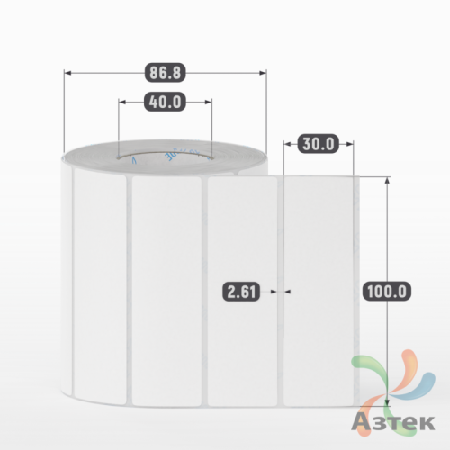 Этикетка самоклеящаяся 100х30 (рядов 1 по 1 000 шт) Transfer Vellum в рулоне, втулка 40 мм (к) IQ code 