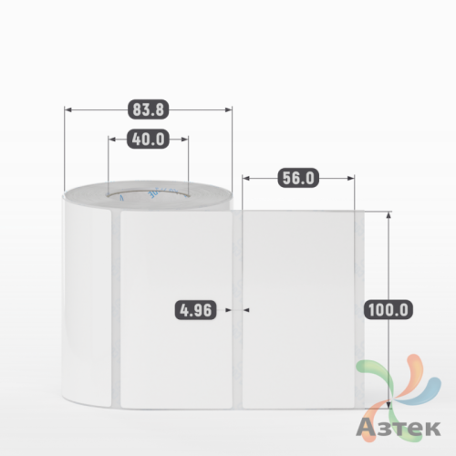 Этикетка самоклеящаяся 100х56 (рядов 1 по 500 шт) Полипропилен съемный клей в рулоне, втулка 40 мм (к) IQ code