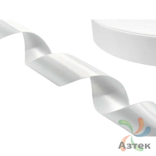 Сатиновая лента цвет Белый 30мм/200м втулка 76	 Двусторонняя тканный край