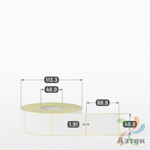 Термоэтикетка ЭКО 40х60 (рядов 1 по 1 000 шт)  в рулоне, втулка 40 мм (к) IQ code