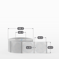 Этикетка самоклеящаяся с печатью + Черная метка/ КРУГ 45 мм (рядов 1 по 1 000 шт) Прозрачный полипропилен в рулоне, втулка 40 мм (к) IQ code