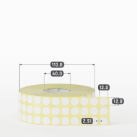 Термоэтикетка ЭКО круглая 12 мм (рядов 3 по 5 000 шт) в рулоне, втулка 40 мм (к) IQ code
