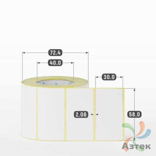 Термоэтикетка ЭКО 58х30 (рядов 1 по 600 шт)  в рулоне, втулка 40 мм (к) IQ code