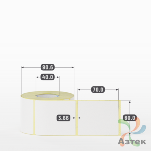 Термоэтикетка ЭКО 60х70 (рядов 1 по 500 шт)  в рулоне, втулка 40 мм (к) IQ code