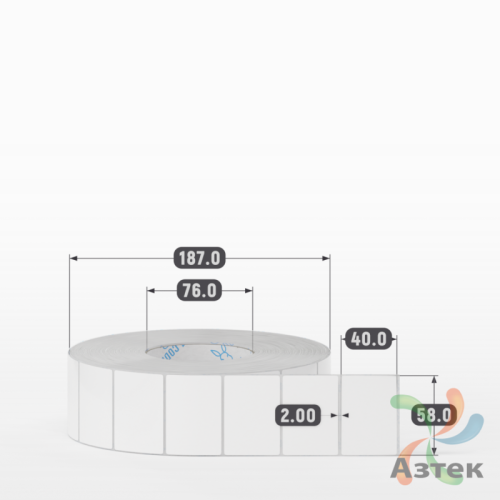 Этикетка самоклеящаяся 58х40 (рядов 1 по 4 000 шт) Полипропилен белый в рулоне, втулка 76 мм (к) IQ code 	