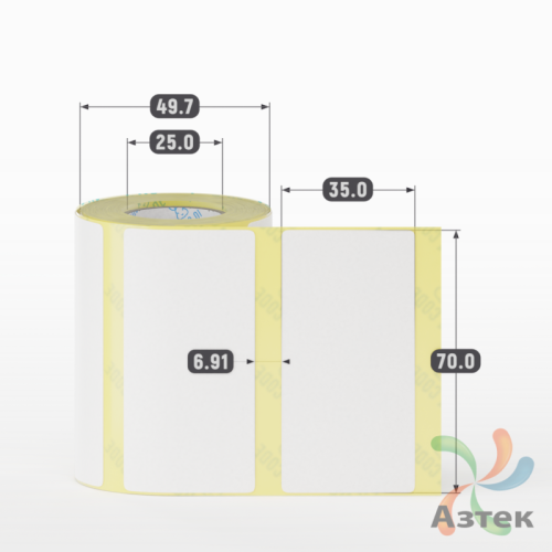 Термоэтикетка ТОП 70х35 (рядов 1 по 250 шт)  в рулоне, втулка 25 мм (к) IQ code