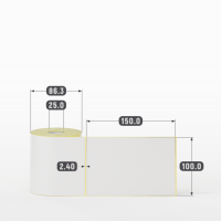 Термотрансферная этикетка 100х150 (рядов 1 по 250 шт) Полуглянец в рулоне, втулка 25 мм (к) IQ code