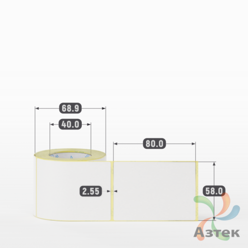 Термоэтикетка ЭКО 58х80 (рядов 1 по 200 шт)  в рулоне, втулка 40 мм (к) IQ code