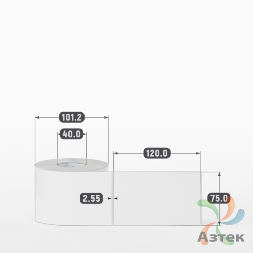 Этикетка самоклеящаяся 75х120 (рядов 1 по 400 шт) Полипропилен белый в рулоне, втулка 40 мм (к) IQ code 	