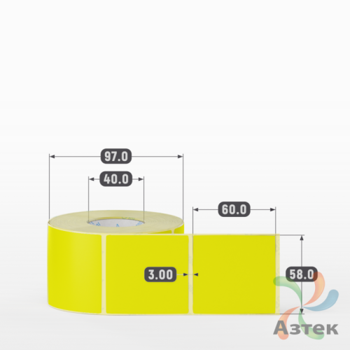 Этикетка 58х60 цветная (рядов 1 по 700 шт) полуглянцевая, втулка 40 мм (к) цвет - Желтый  