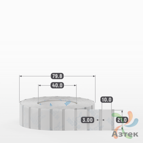 Этикетка самоклеящаяся с печатью 21х10 (рядов 1 по 2 500 шт) Прозрачный полипропилен в рулоне, втулка 40 мм (к) IQ code + Черная метка