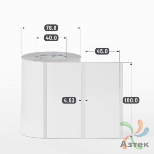 Этикетка самоклеящаяся 100х45 (рядов 1 по 500 шт) Полипропилен белый в рулоне, втулка 40 мм (к) IQ code 	