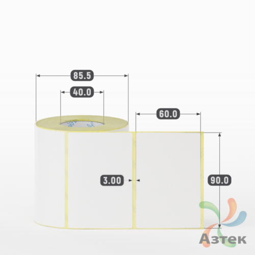 Термоэтикетка ЭКО 90х60 (рядов 1 по 500 шт)  в рулоне, втулка 40 мм (к) IQ code