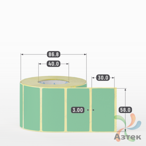 Термоэтикетка 58х30 Termo ECO цветная (рядов 1 по 1000 шт), втулка 40 мм (к) цвет - Pantone 345 U, 
