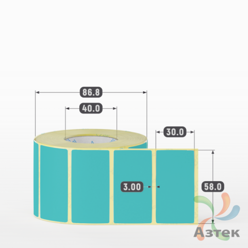 Термоэтикетка 58х30 Termo ECO цветная (рядов 1 по 1000 шт), втулка 40 мм (к) цвет - Pantone 319 U, 