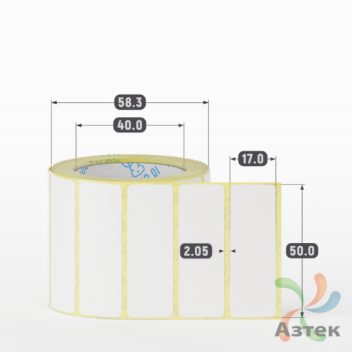 Термоэтикетка ЭКО 50х17 (рядов 1 по 500 шт)  в рулоне, втулка 40 мм (к) IQ code